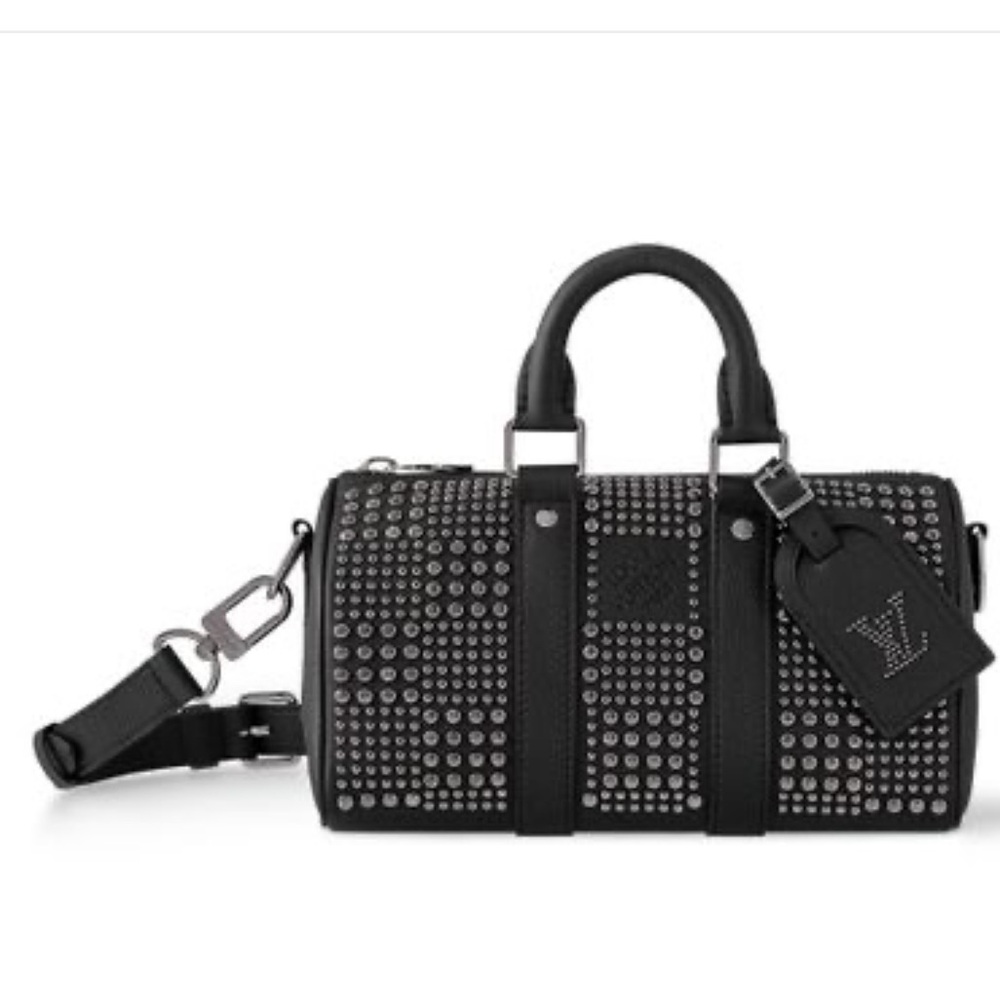 Louis Vuitton Damier Black Metal Studs Keepall Bandoulière 25 M23794